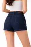 صورة شورت جينز حريمي أزرق داكن (inside)