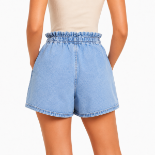 صورة Elastic Waist Denim Shorts(INSIDE)