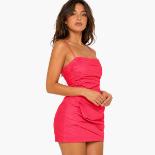 صورة Hot Pink Ruched Strappy Mini Dress(hanita)